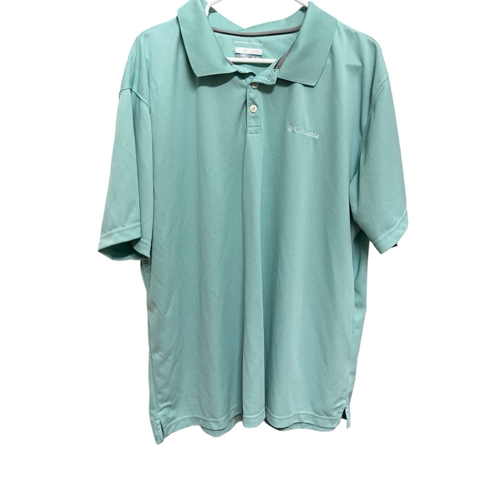 Columbia Shirt Mens Teal Omni-wick Collard Polo Shirt size XXL